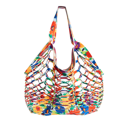 FLORAL EXPLOSION/CANDY STRIPE - FISHERMAN'S TOTE