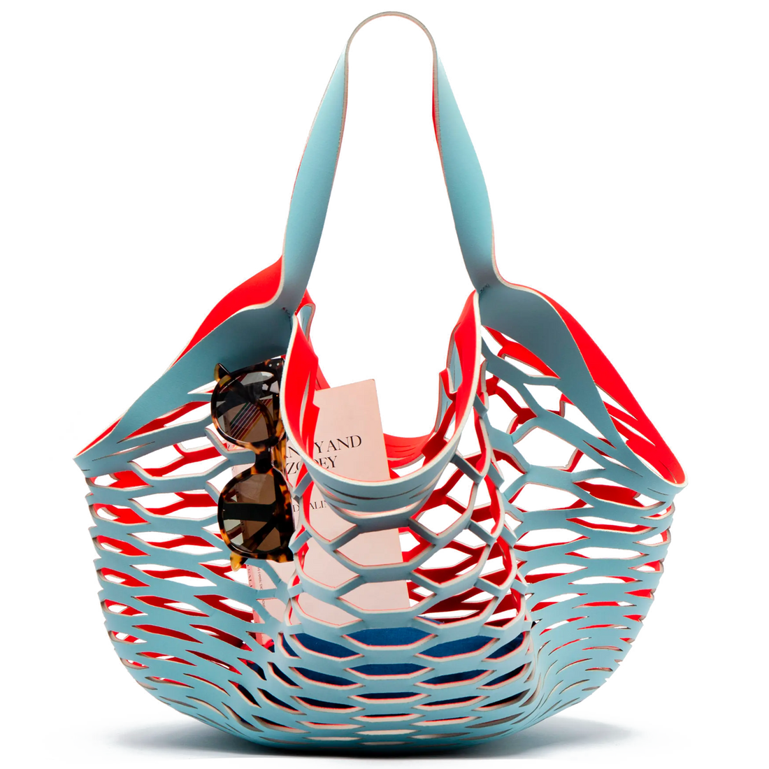 FRANCES VALENTINE LIGHT BLUE/ RED - FISHERMAN'S TOTE Sea Star Beachwear