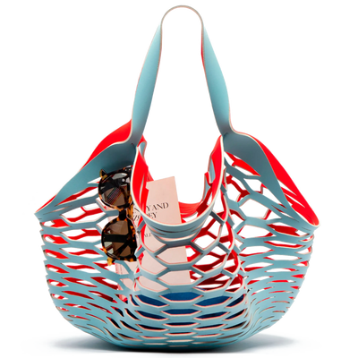 FRANCES VALENTINE LIGHT BLUE/ RED - FISHERMAN'S TOTE Sea Star Beachwear