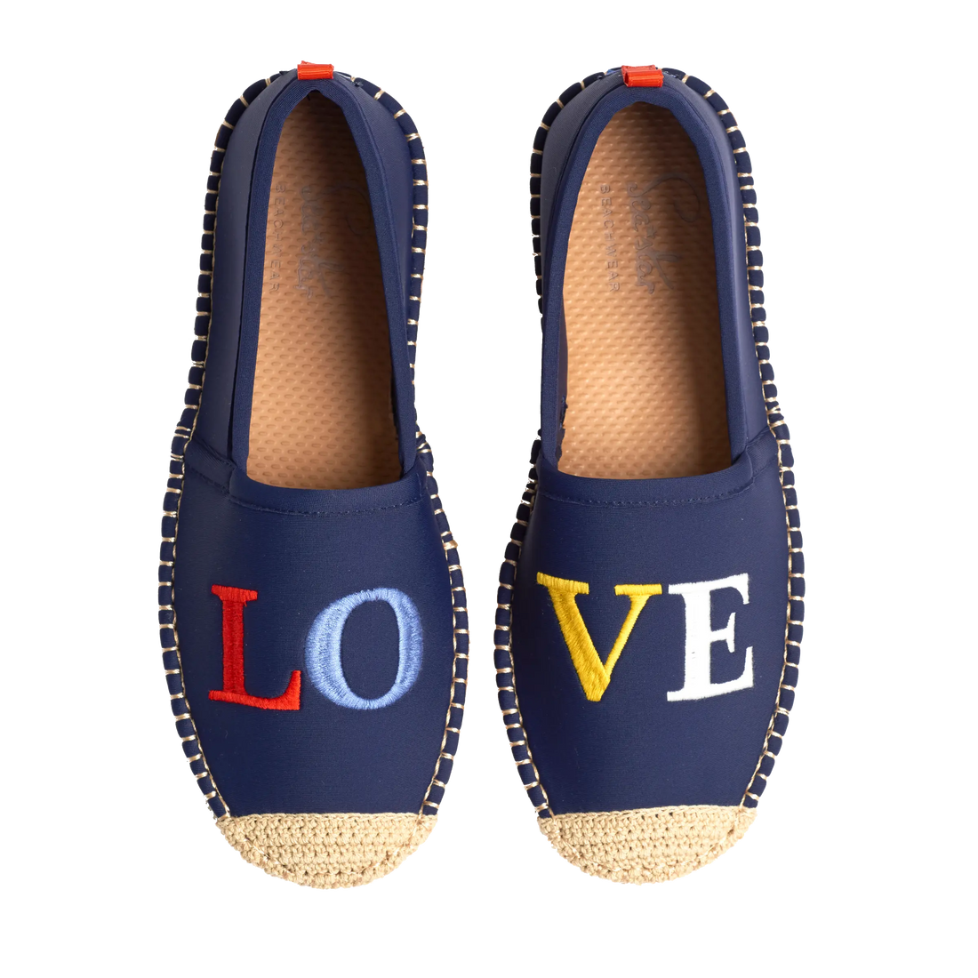 DARK NAVY LOVE EMBROIDERY - WOMENS BEACHCOMBER ESPADRILLE Sea Star Beachwear