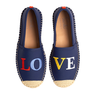 DARK NAVY LOVE EMBROIDERY - WOMENS BEACHCOMBER ESPADRILLE Sea Star Beachwear